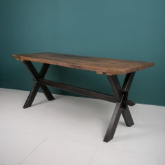 Table en chêne massif du début du 20e siècle, style rustique, table de prépe ou table de salle à manger