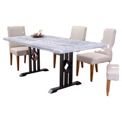 Solid Oak Table in Sandblasted Weatherd with Metal legs