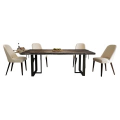 Solid Oak Table in Sandblasted Weathered with Metal legs