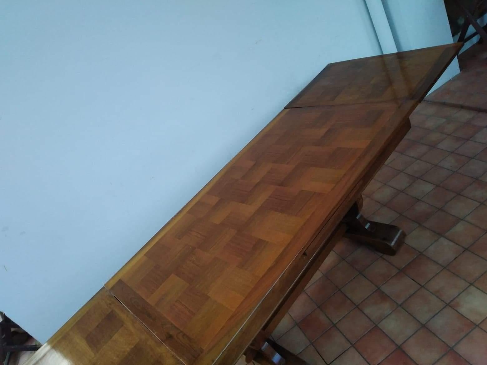 French Solid oak table in the manner of Victor Courtray For Sale