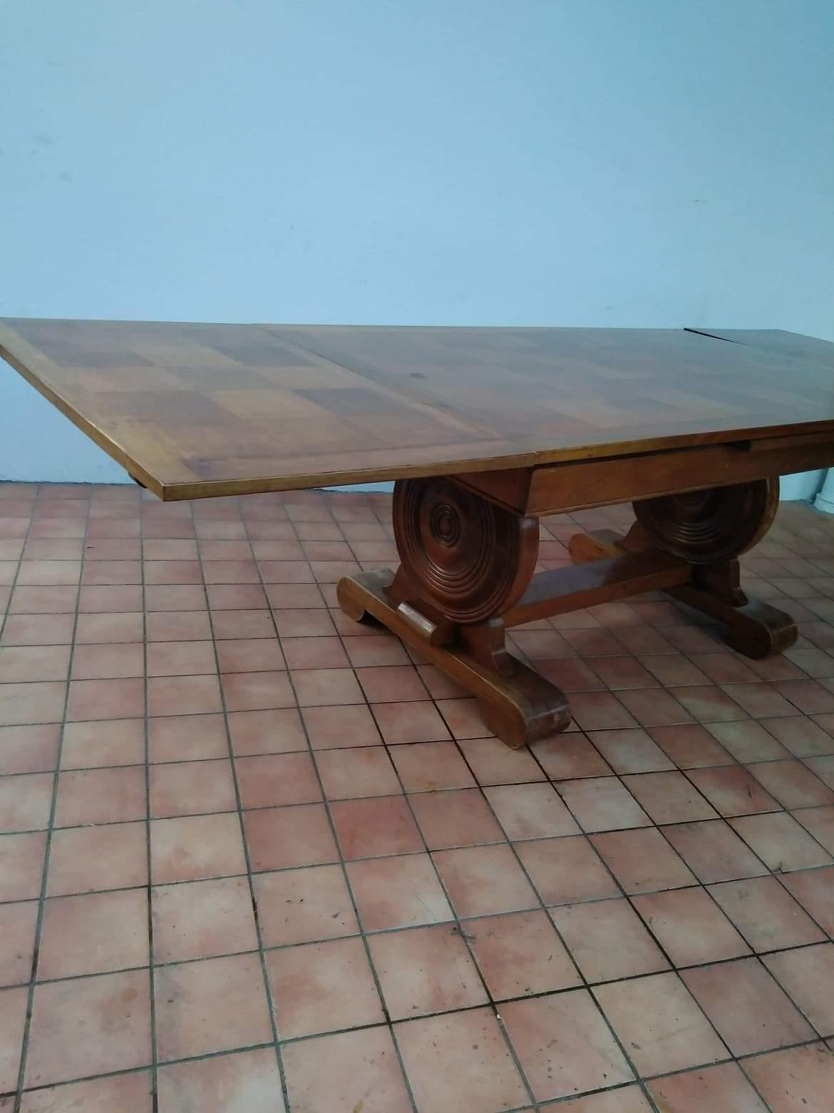 Wood Solid oak table in the manner of Victor Courtray For Sale