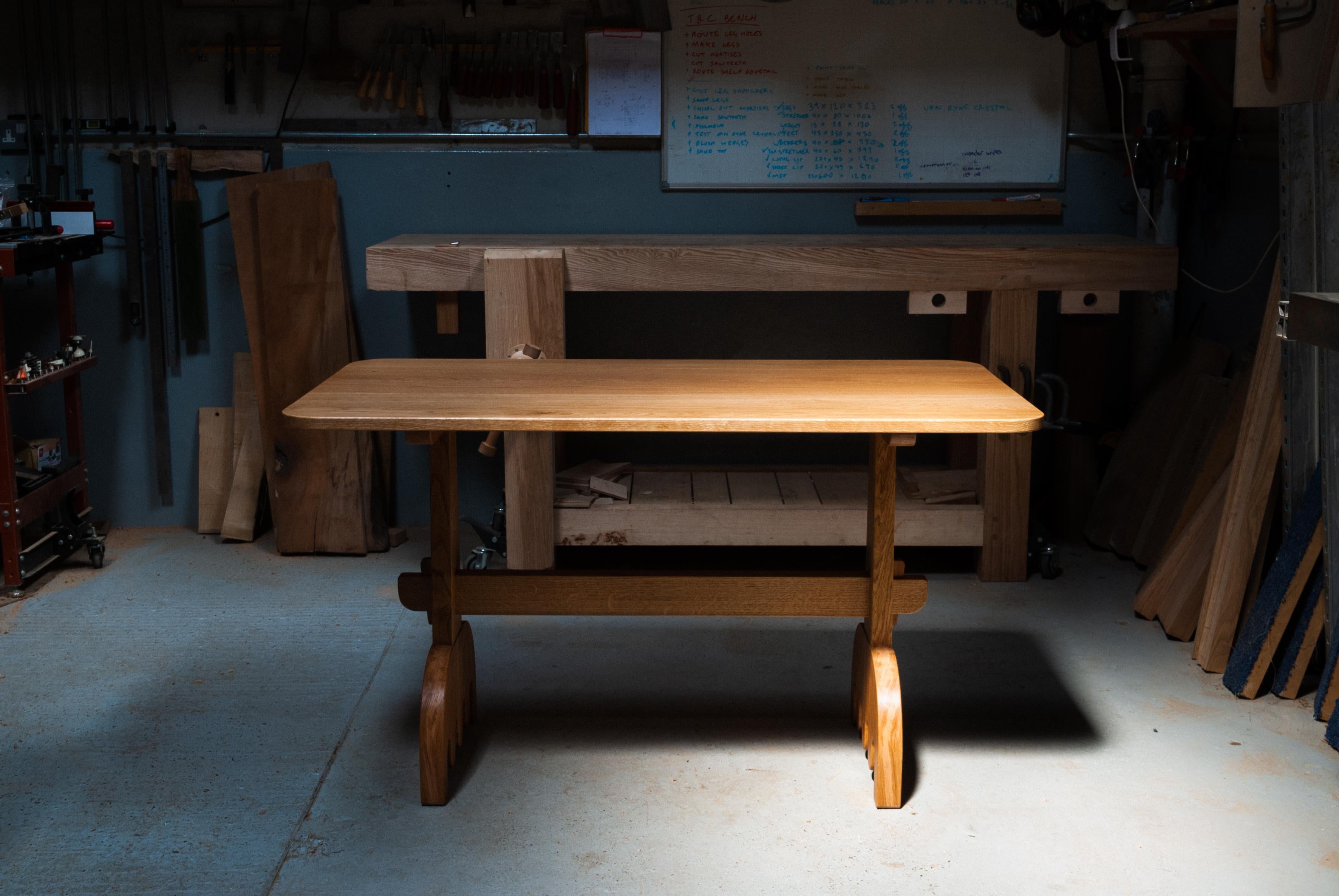 British Refectory Dining Table, Solid Oak, Organic Modern, Design by Loose Fit, UK For Sale