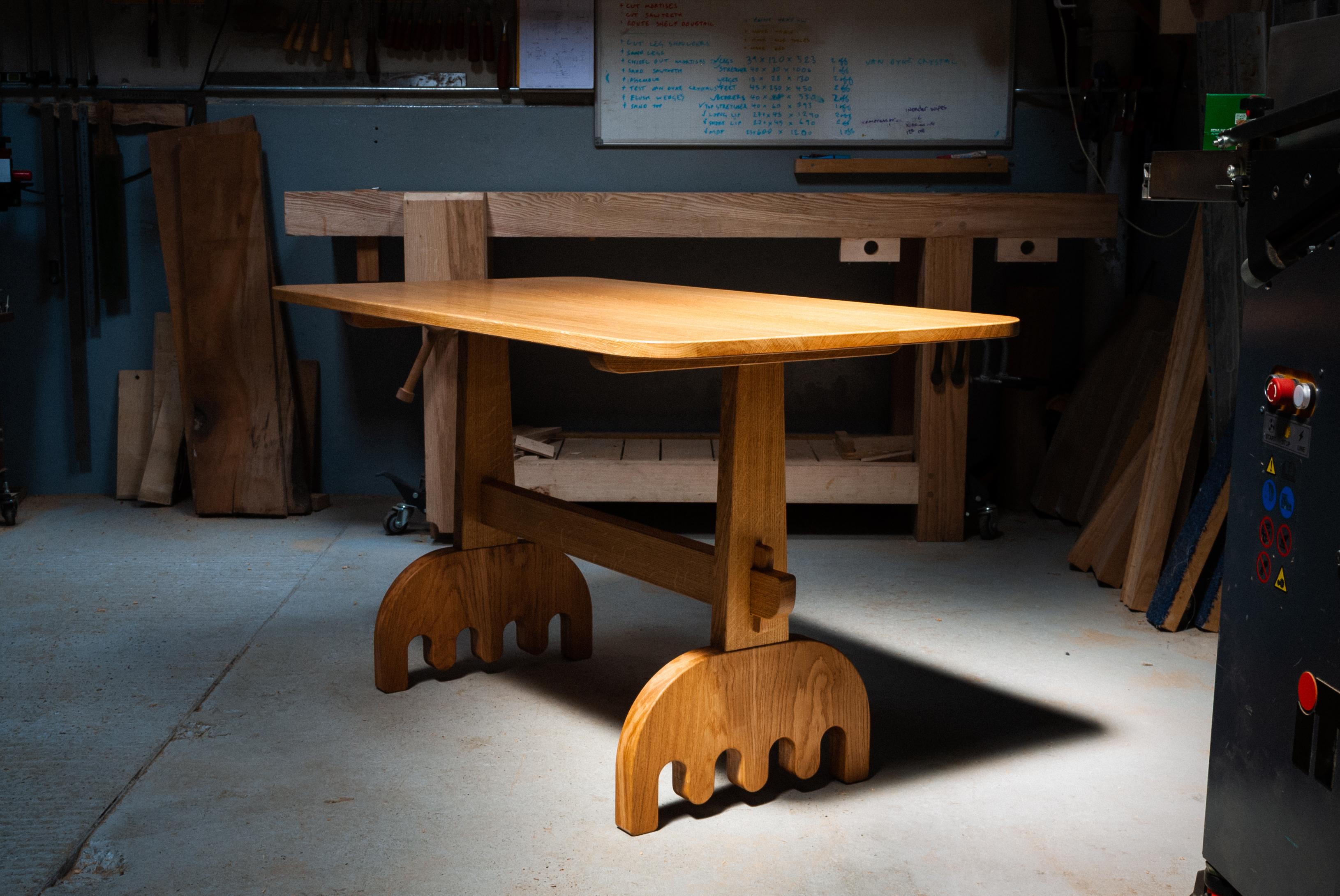 Contemporary Refectory Dining Table, Solid Oak, Organic Modern, Design by Loose Fit, UK For Sale