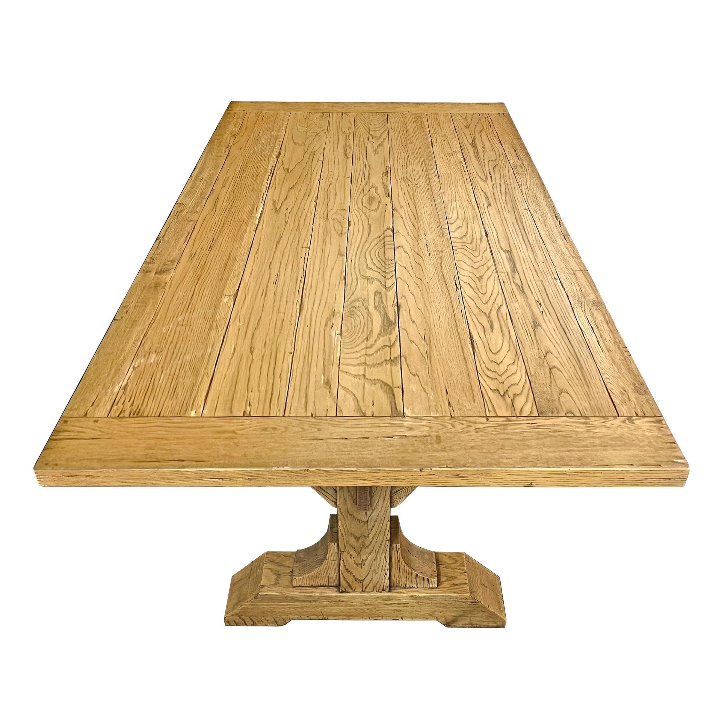 American Solid Oak Timber Frame Trestle Table For Sale