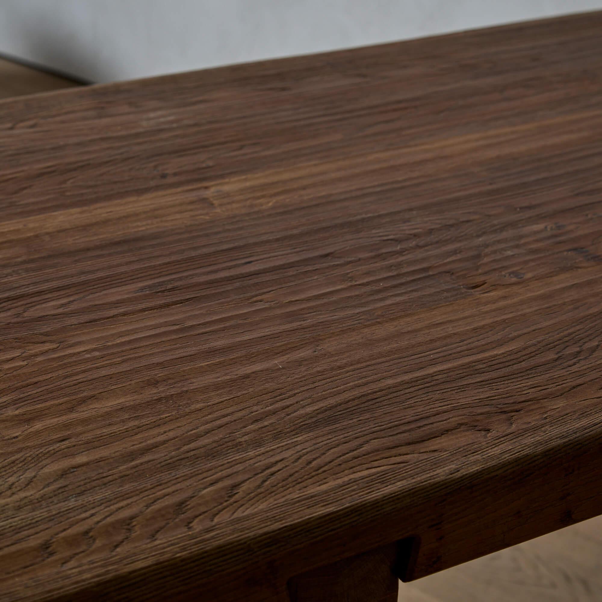 Solid Oak Trestle Table by De Puydt For Sale 2