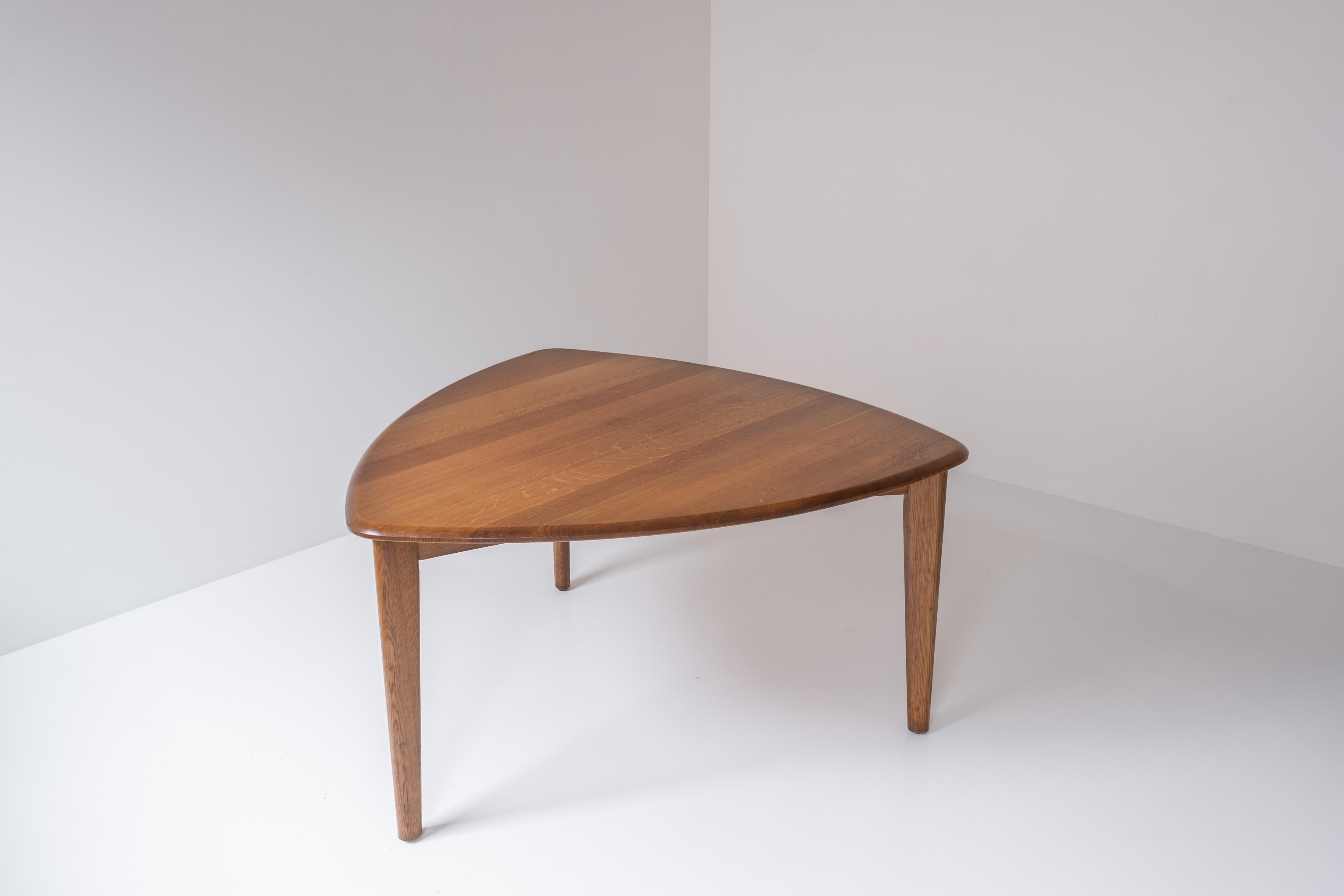 Solid Oak Triangle Shaped Dining Table from France, Designed in the 1960s 3