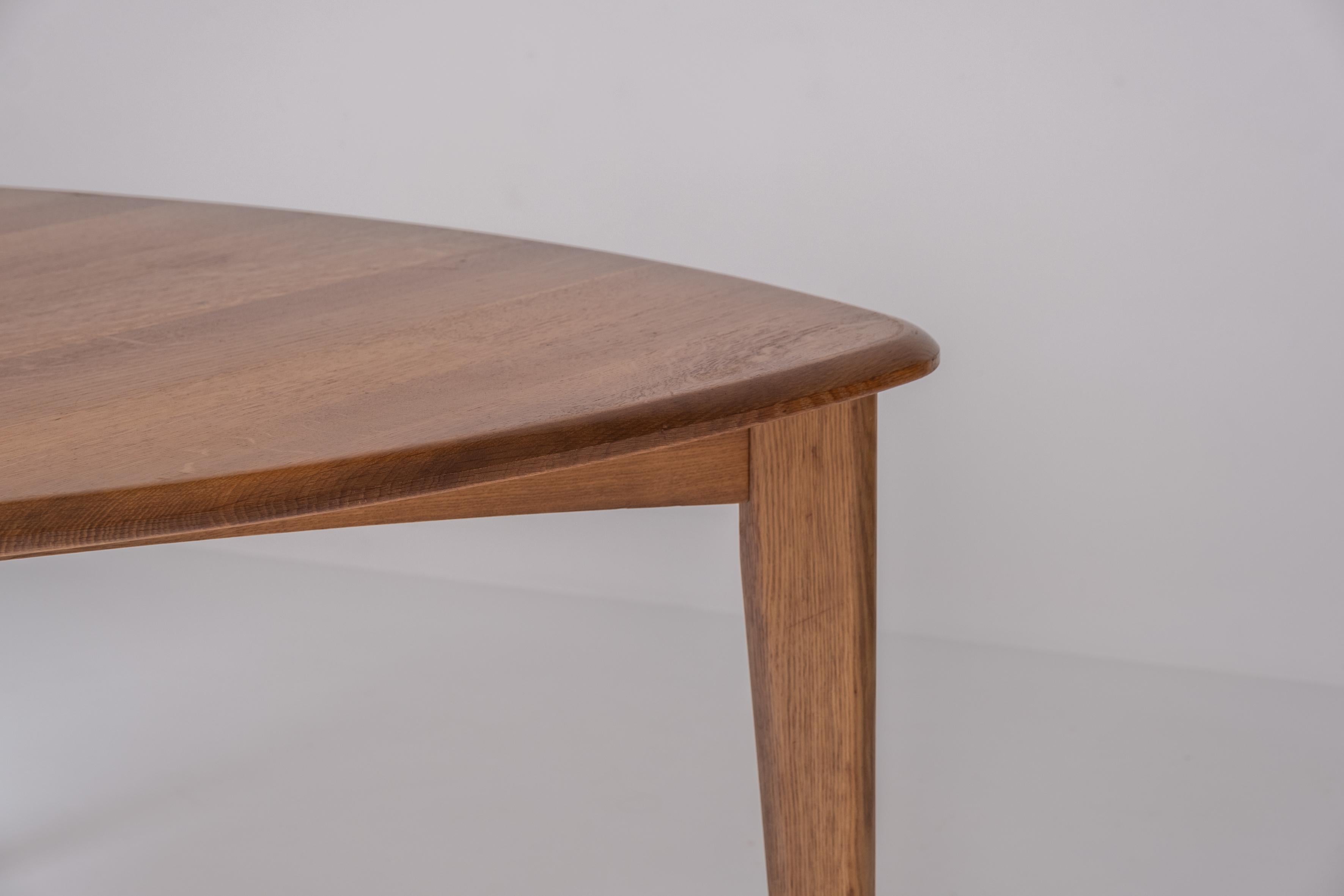 Mid-Century Modern Solid Oak Triangle Shaped Dining Table from France, Designed in the 1960s