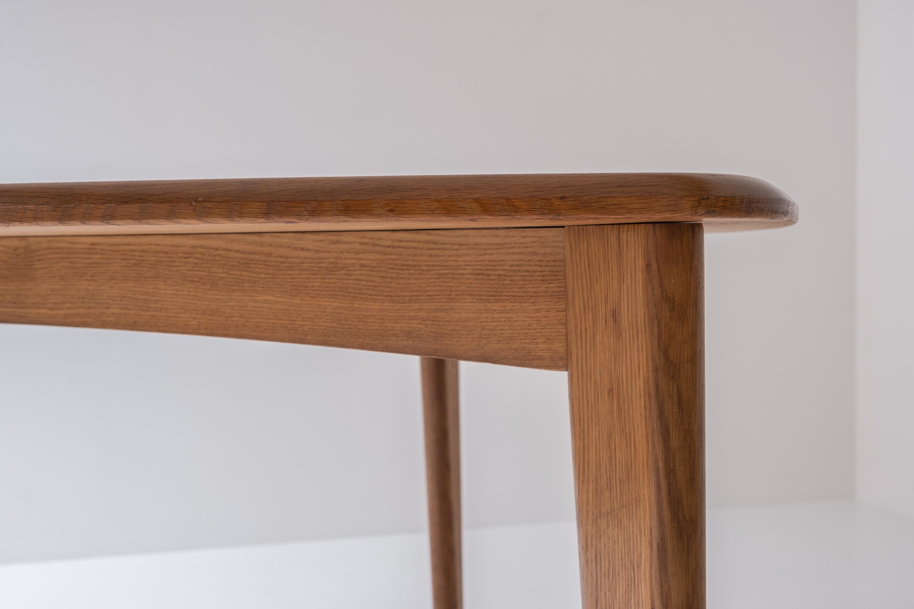 Mid-20th Century Solid Oak Triangle Shaped Dining Table from France, Designed in the 1960s