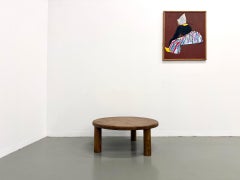 Tavolino tripode in rovere massiccio degli anni '50