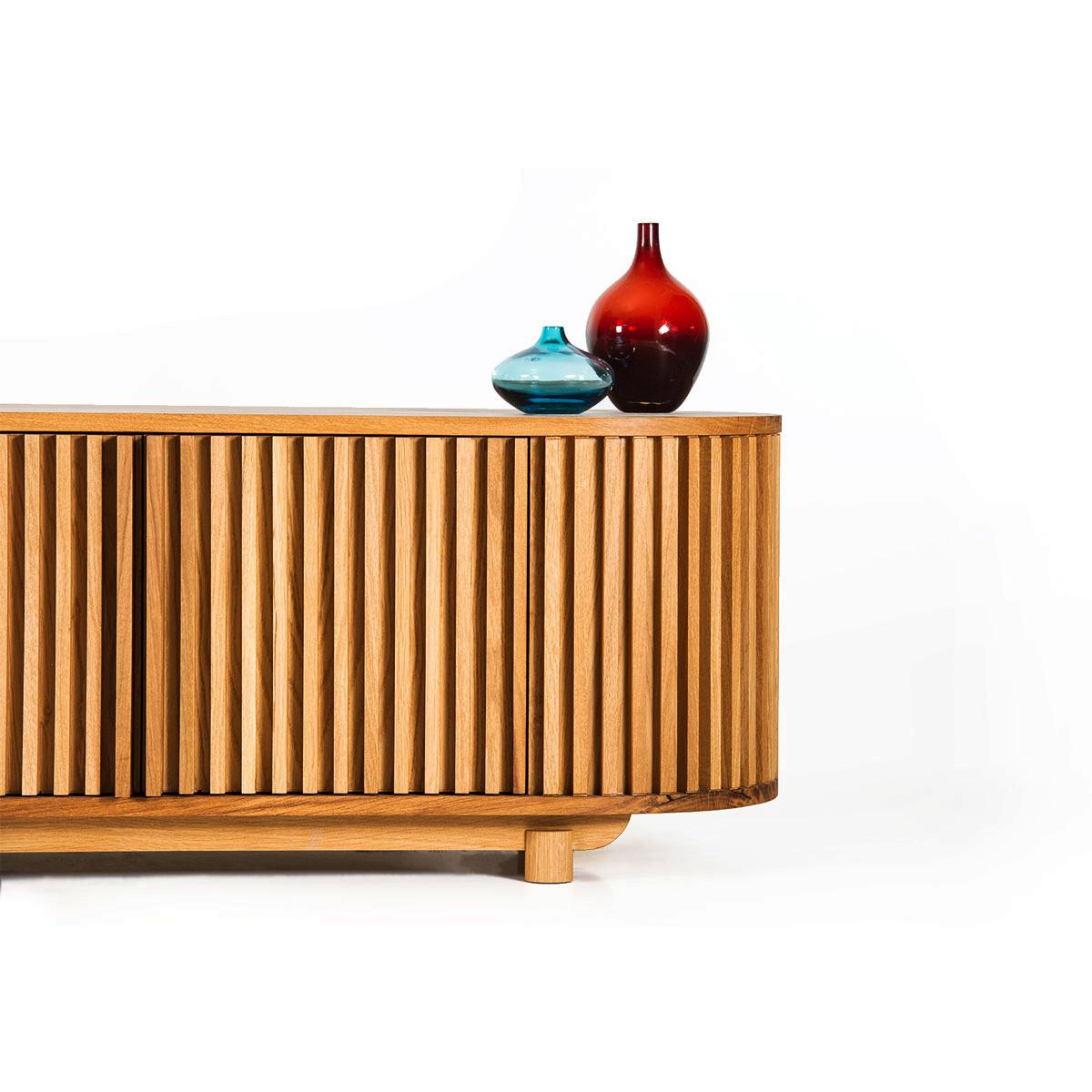 Contemporary Solid Oak TV Unit – DOCIA For Sale