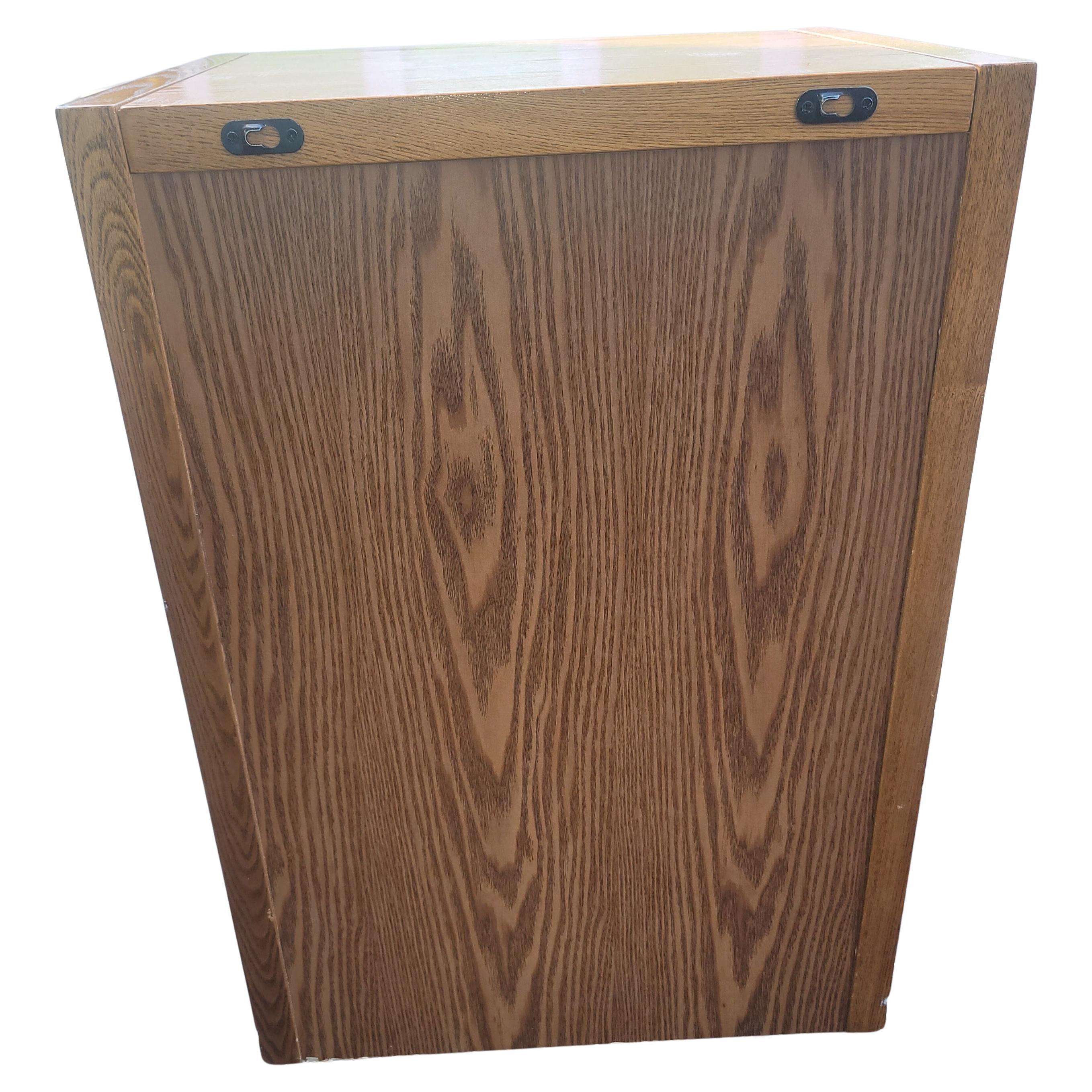 Woodwork Solid Oak Two-Drawer Locking Filing Cabinet For Sale