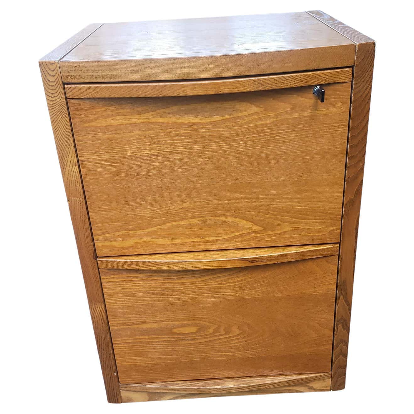Solid Oak Two-Drawer Locking Filing Cabinet For Sale at 1stDibs