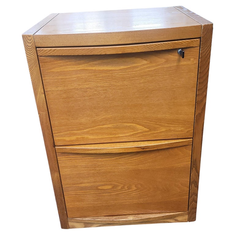 Solid Oak TwoDrawer Locking Filing For Sale at 1stDibs