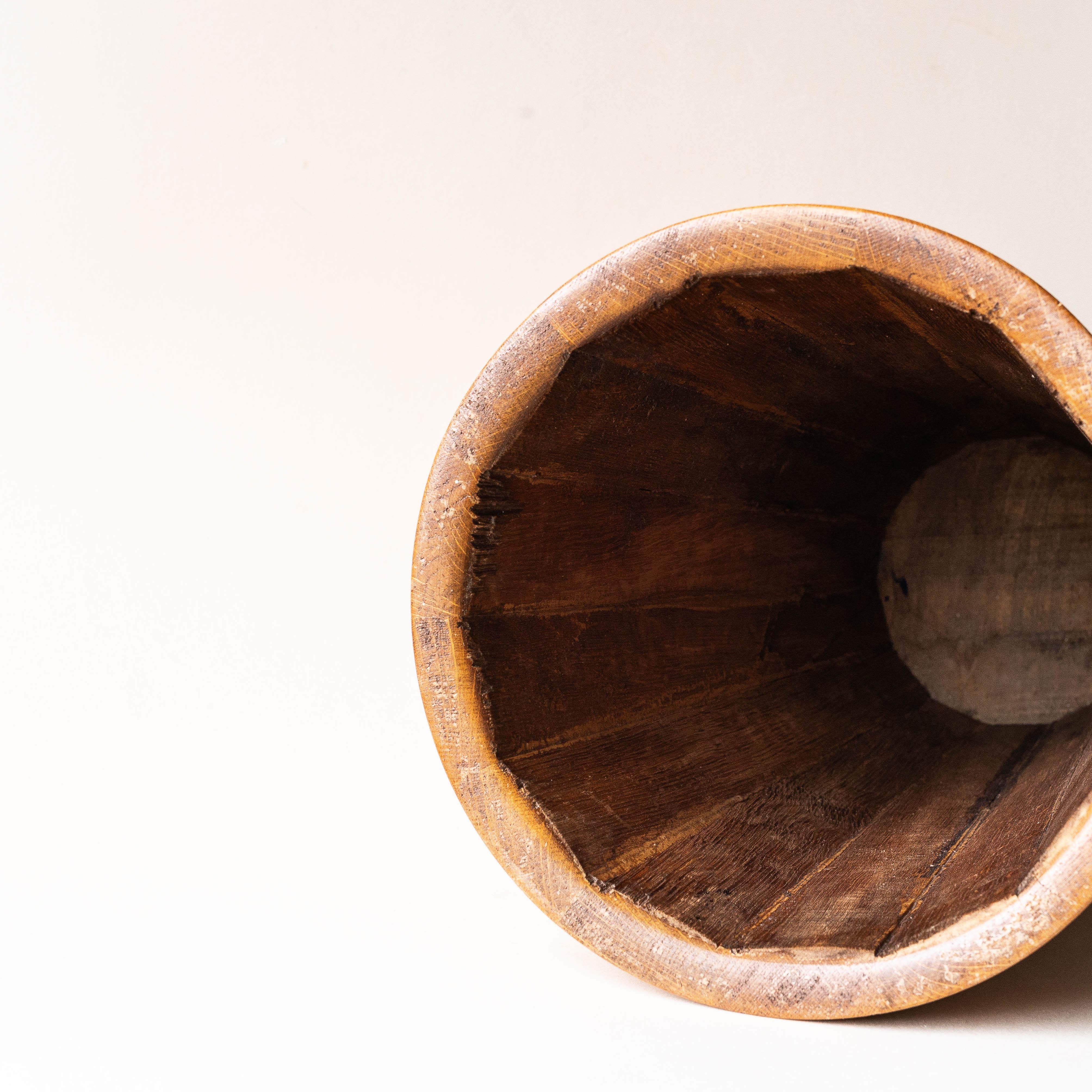 Solid Oak Umbrella Stand, French Alps Folk Art, 1960s For Sale 4