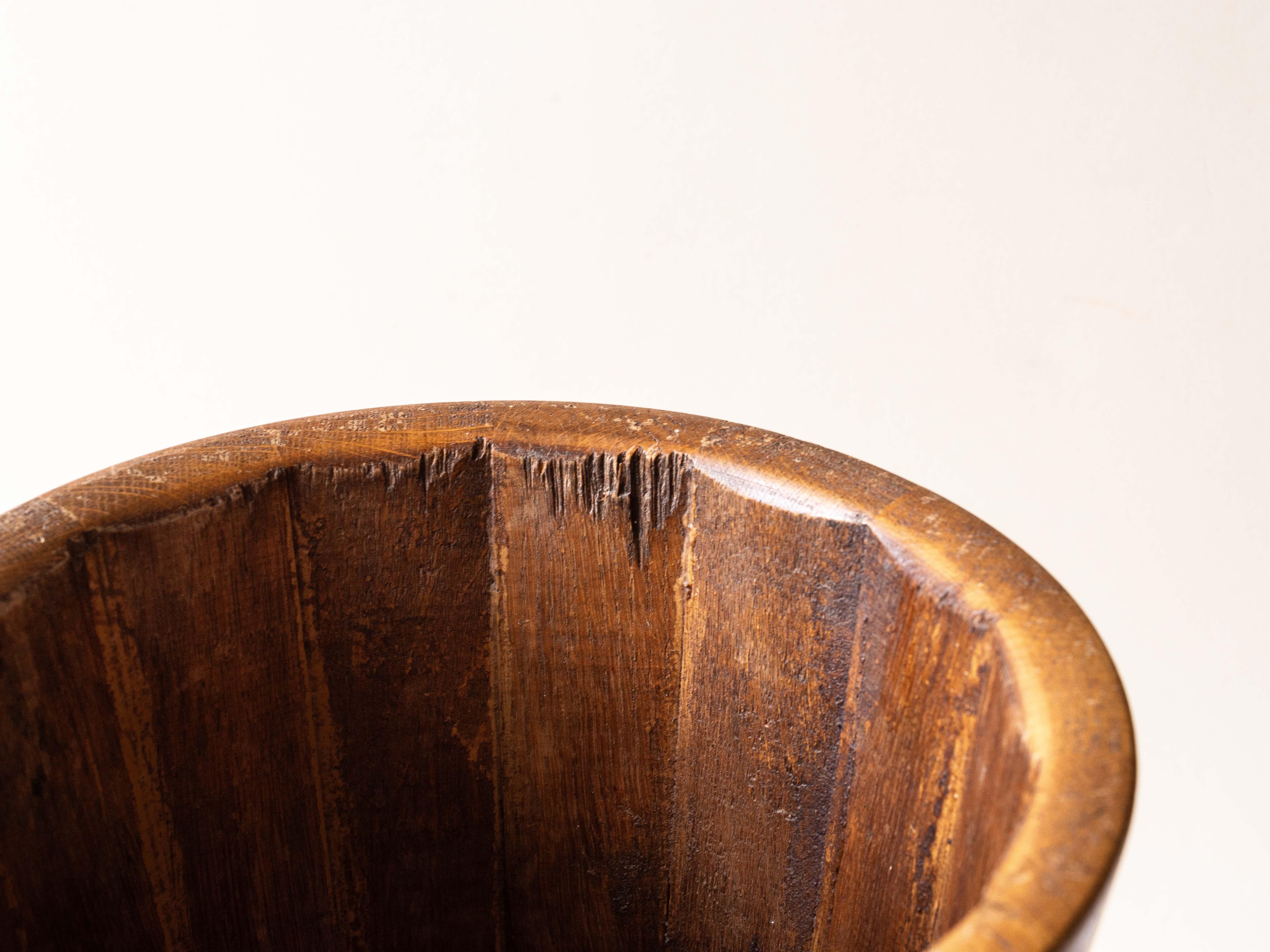 Solid Oak Umbrella Stand, French Alps Folk Art, 1960s For Sale 6