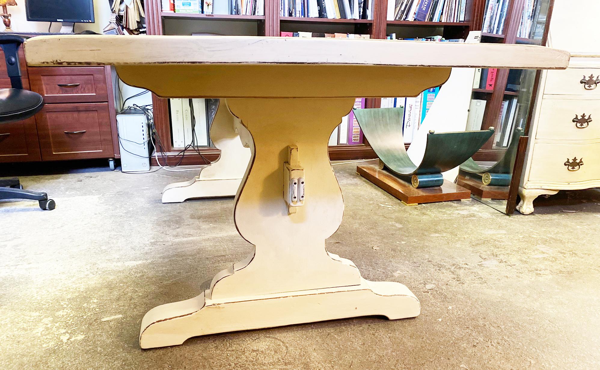 Other Solid Oak Vintage Table in Antique White For Sale