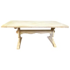 Solid Oak Vintage Table in Antique White