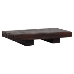 Mesa de centro de madera rústica Wabi Sabi de roble macizo, Francia, años 50