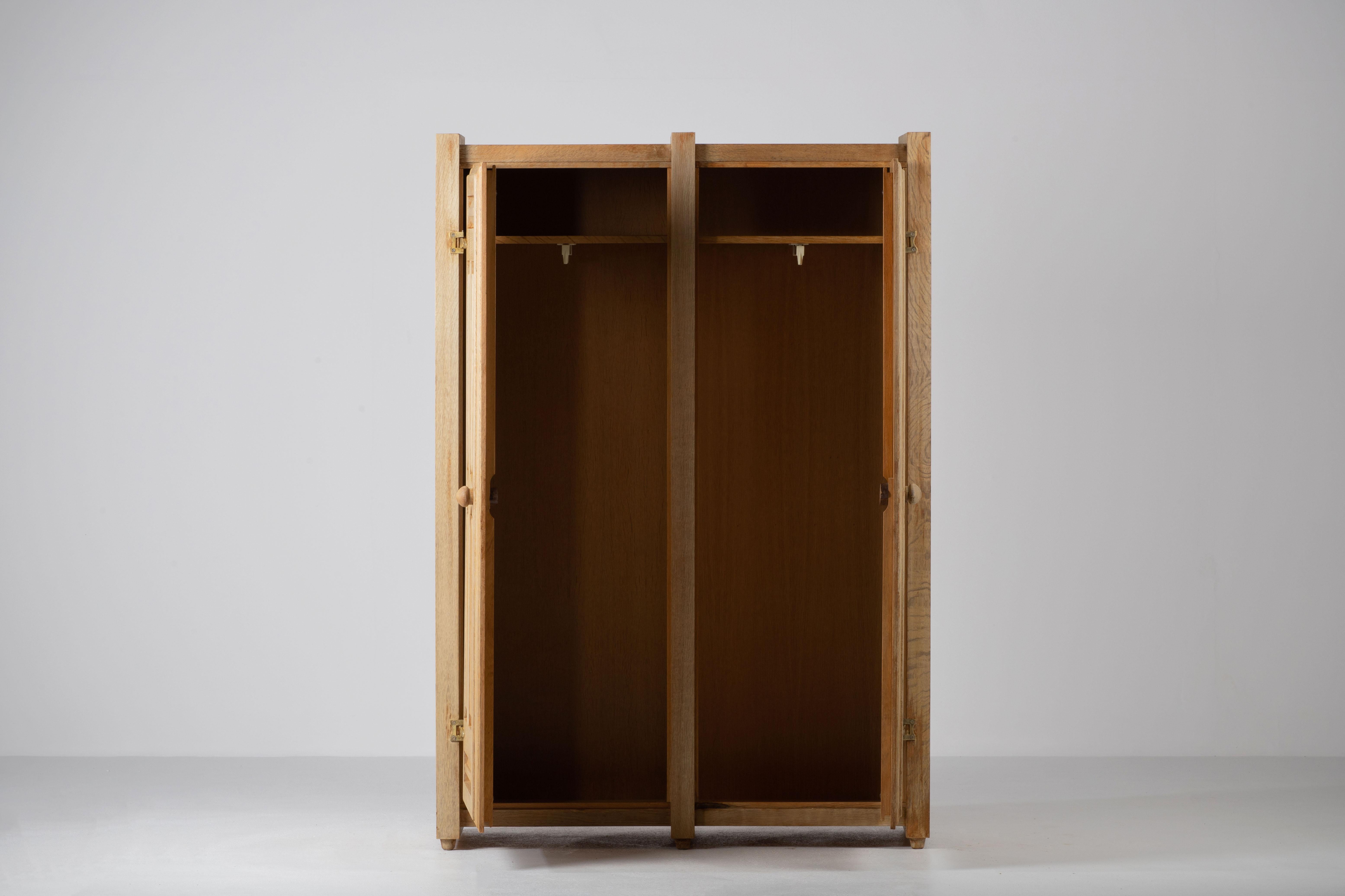 Mid-Century Modern Solid Oak Wardrobe by Guillerme et Chambron, Edition Votre Maison