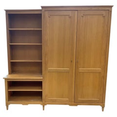 Solid oak wardrobe with integrated bookcase