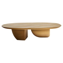 Solid Oak Wood Coffee Table, Fishes Series 2 by Joel Escalona
