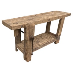 Vintage Solid Oak Workshop Workbench