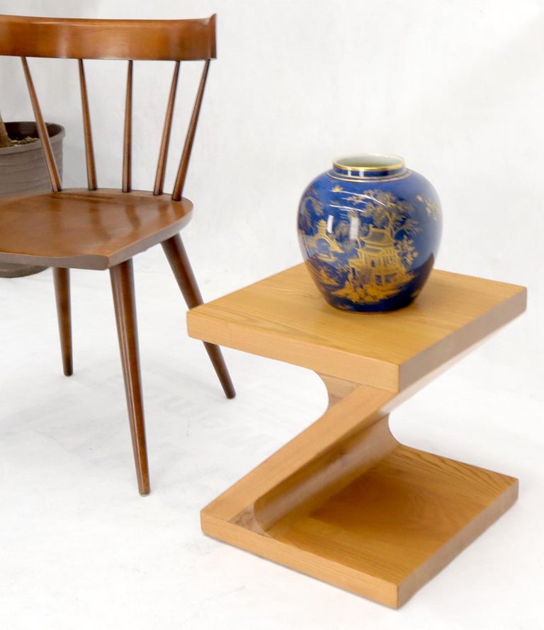Solid Oak ZShape End Side Table Stand at 1stDibs