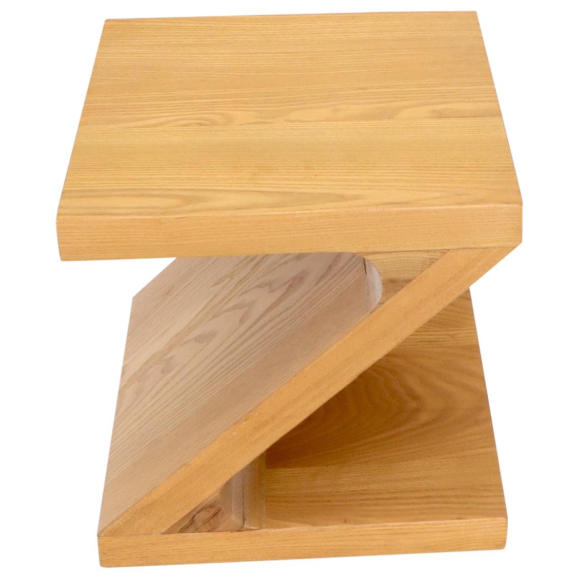Solid Oak Z-Shape End Side Table Stand