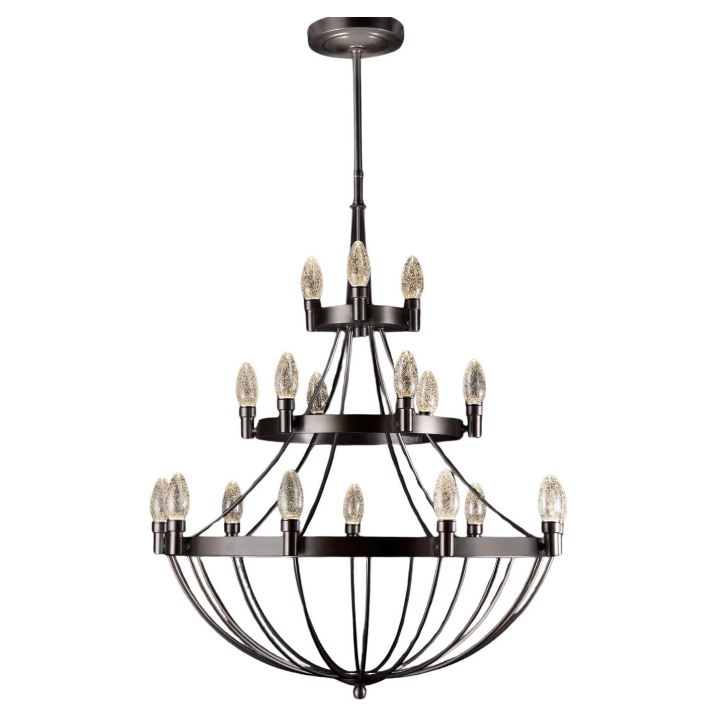 Solid Oiled Brass Lyceum Outdoor Chandelier by Elisterno