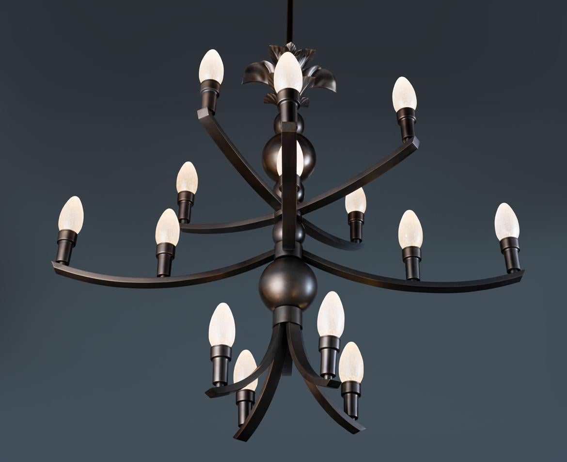 Hollywood Regency Lampadario per esterni Maluhia in ottone massiccio oliato di Elisterno in vendita