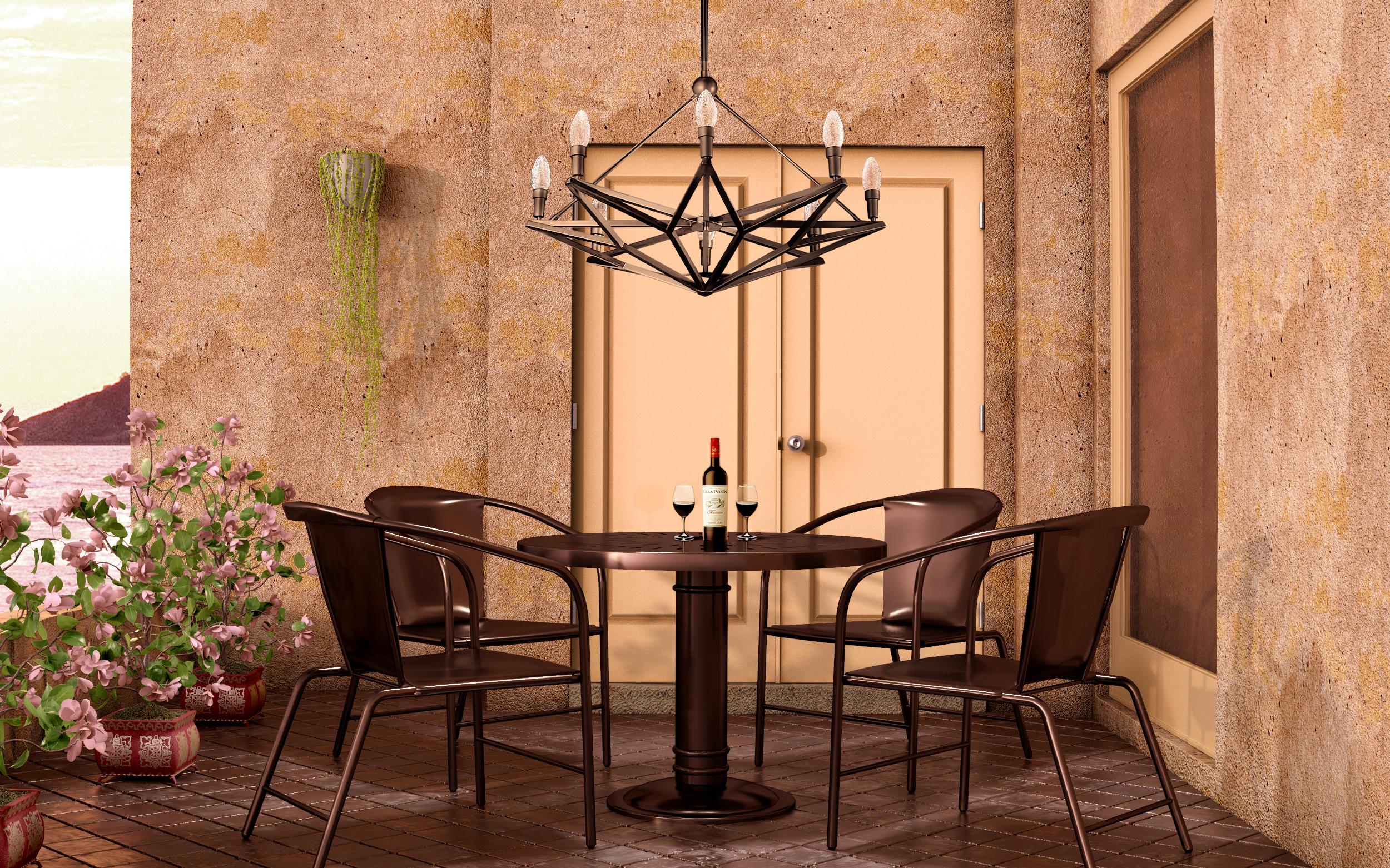XXI secolo e contemporaneo Lampadario per esterni Regalio in ottone massiccio oliato di Elisterno in vendita