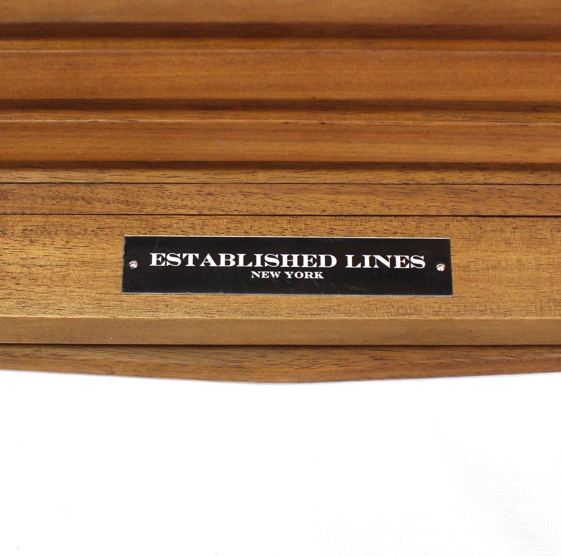 Mid-Century Modern Solid Oiled Slat Wood Bench