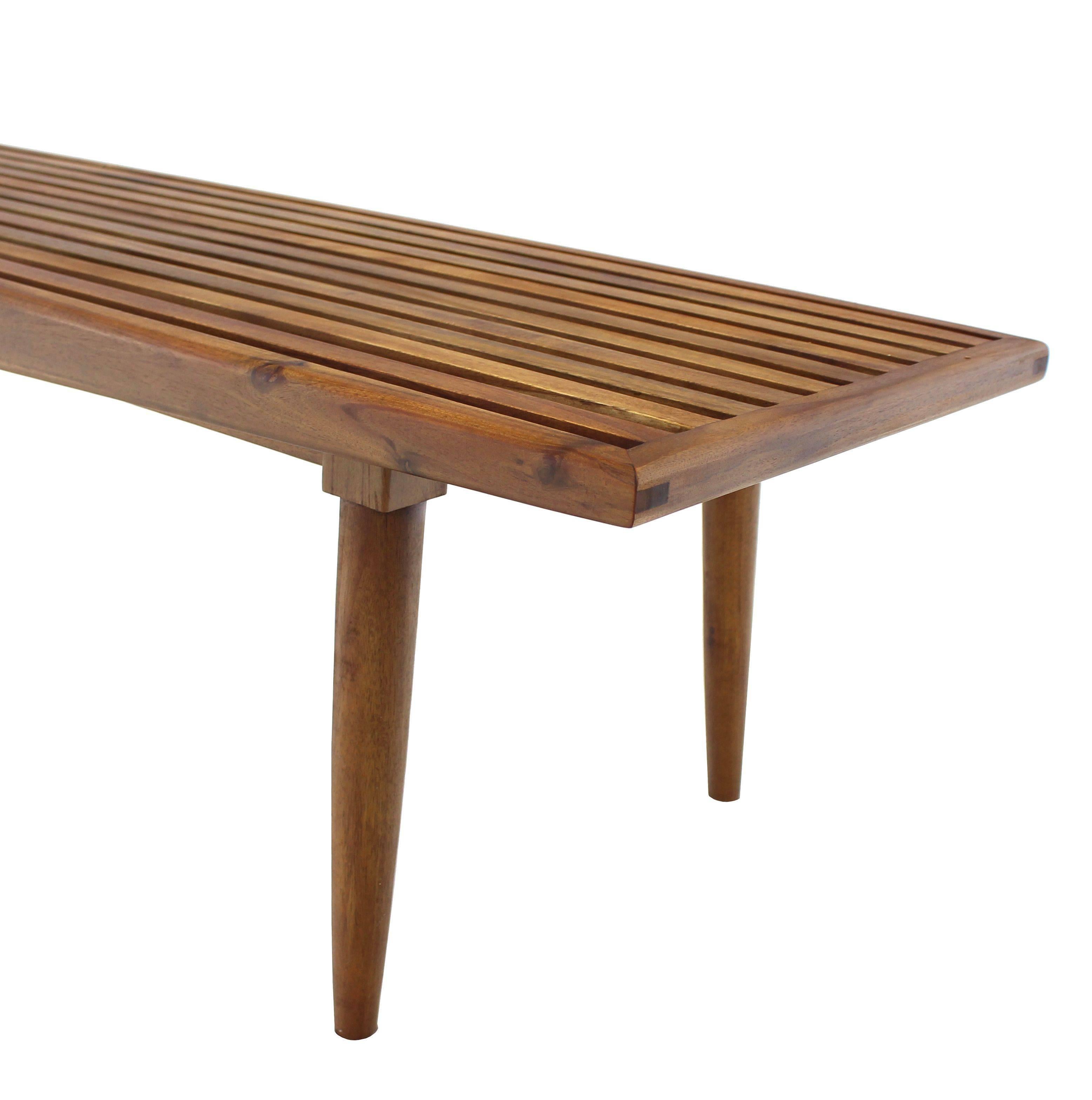 Solid Oiled Slat Wood Bench 2