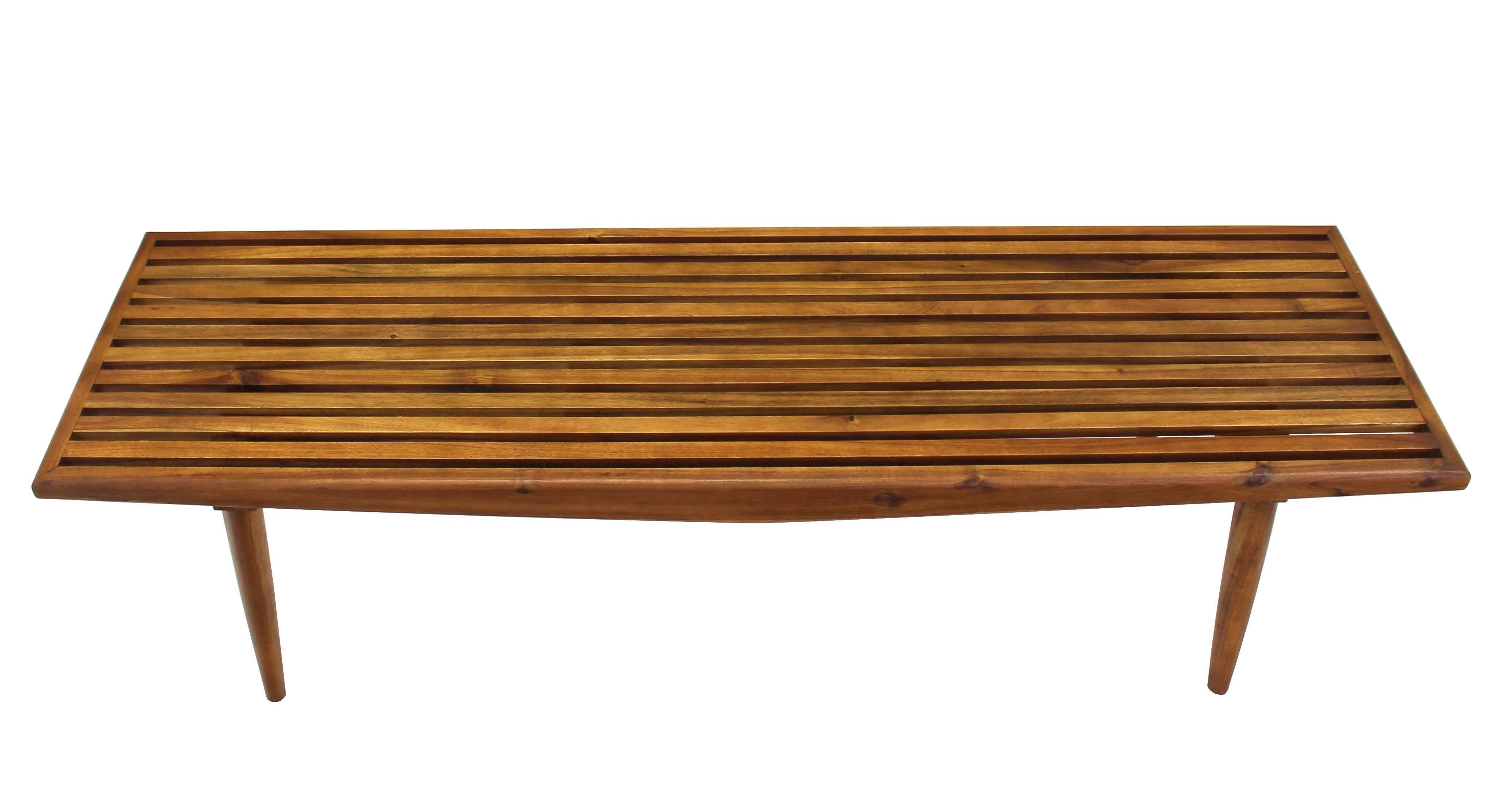 Solid Oiled Slat Wood Bench 3