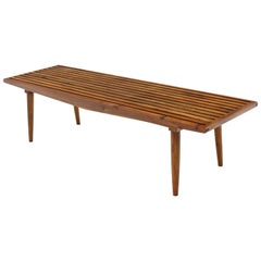 Solid Oiled Slat Wood Bench