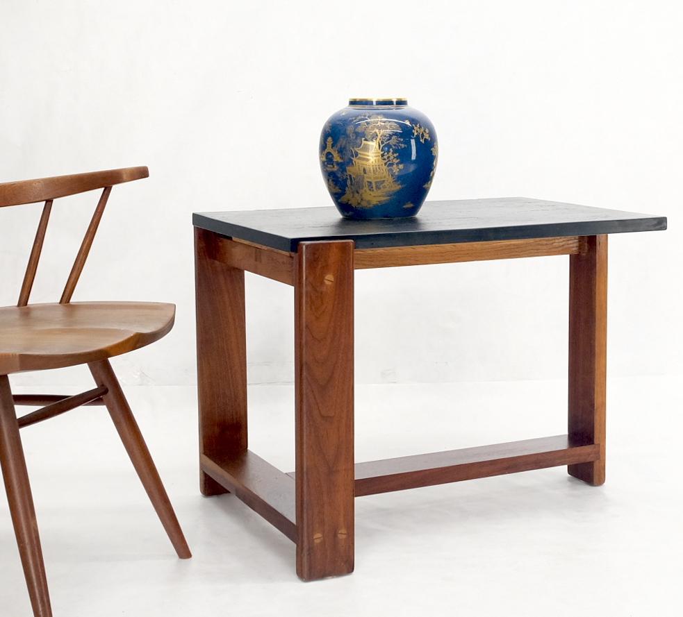Mid century modern heavy slate top oiled walnut side end table attributed to Adrian Pearsall.