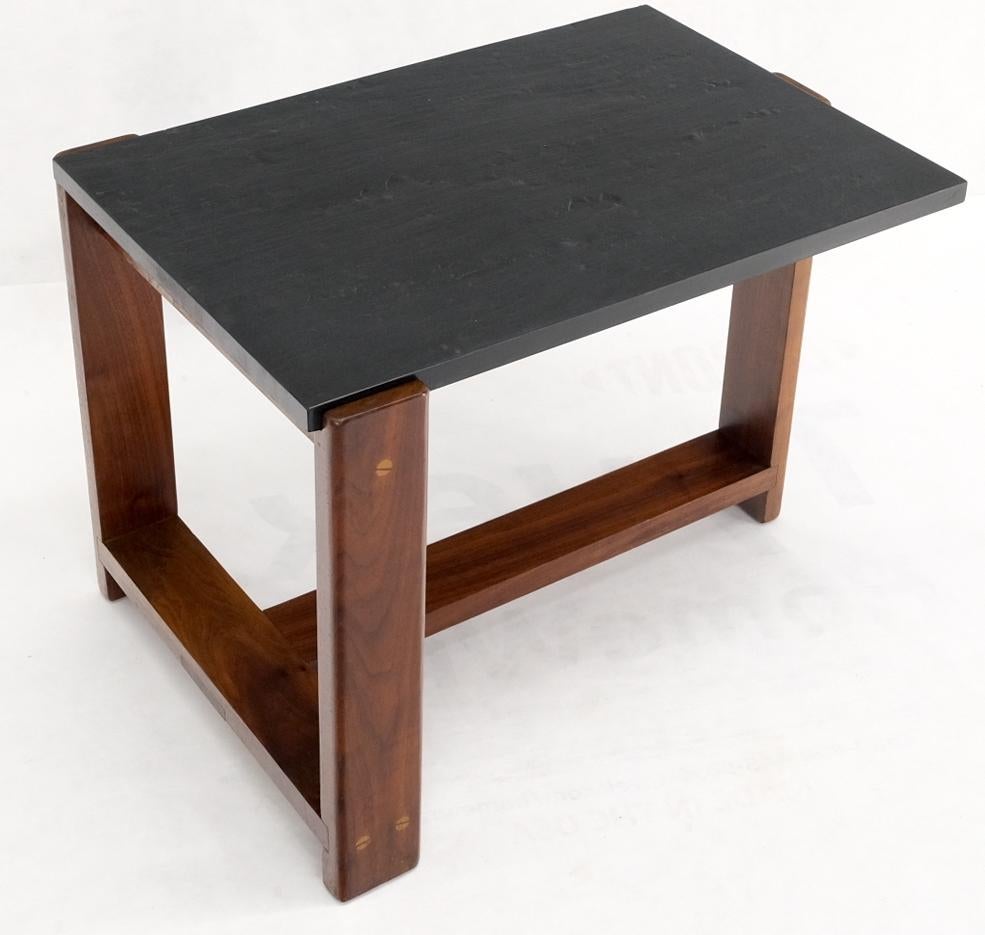 Mid-Century Modern Solid Oiled Walnut Slate Top Rectangular End Table