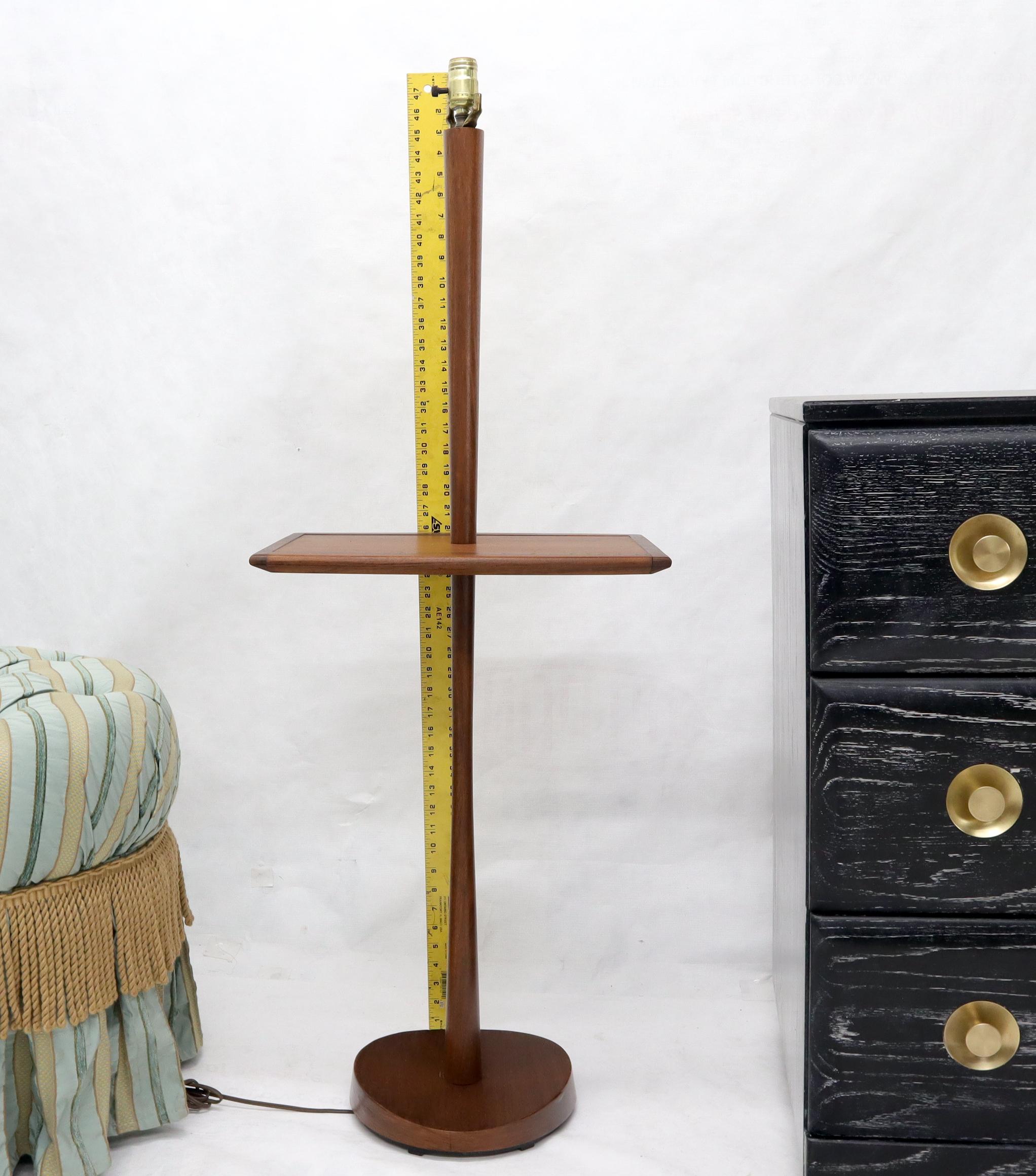 Mid-Century Modern Solid Oiled Walnut or Teak End Side Table Tapered Base Floor Lamp For Sale