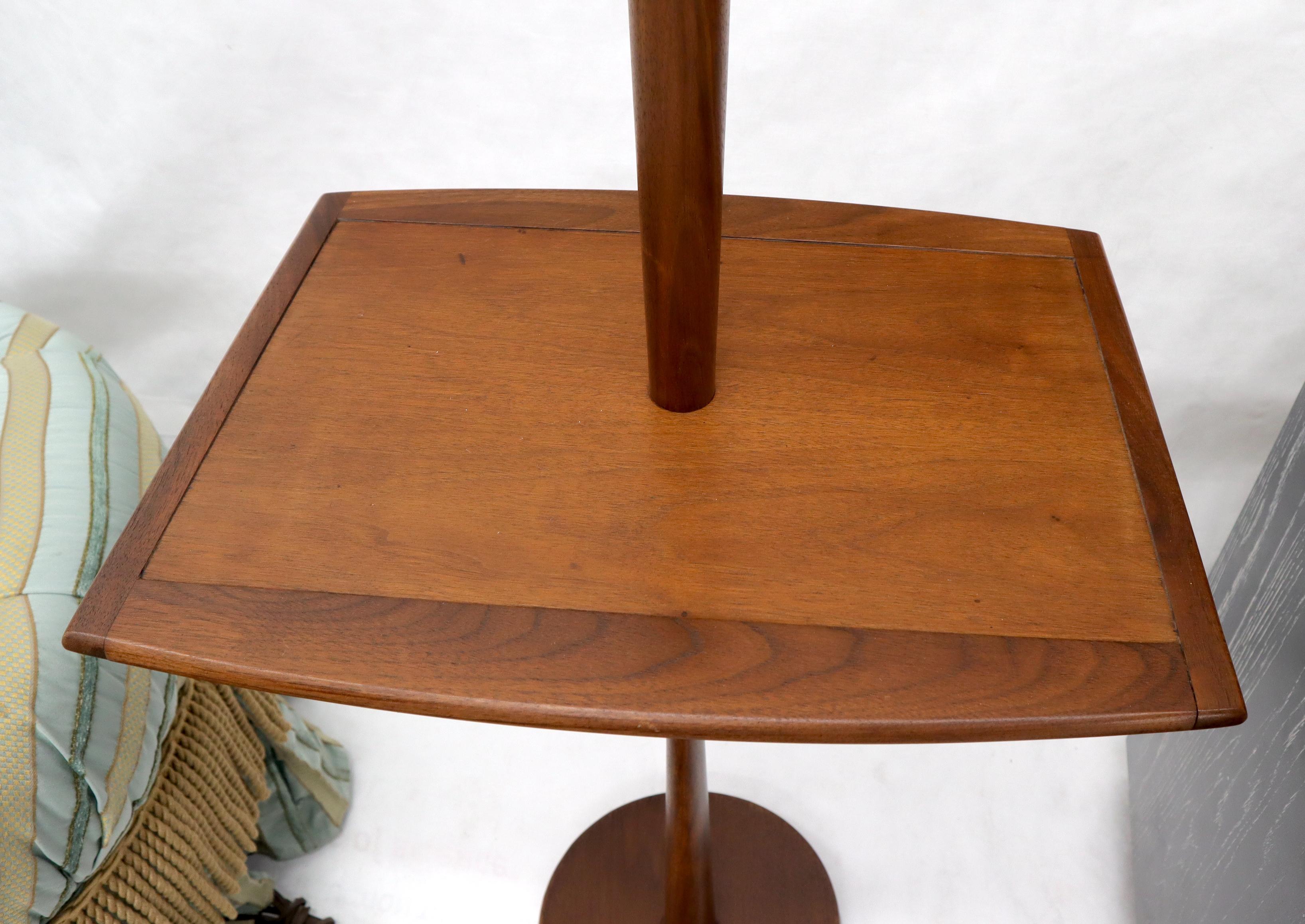 20th Century Solid Oiled Walnut or Teak End Side Table Tapered Base Floor Lamp For Sale