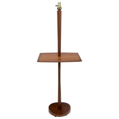 Solid Oiled Walnut or Teak End Side Table Tapered Base Floor Lamp