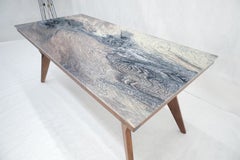 Solid Oiled Walnut Frame 3/4" Thick 32x67 Marble Top Dining Conference Table