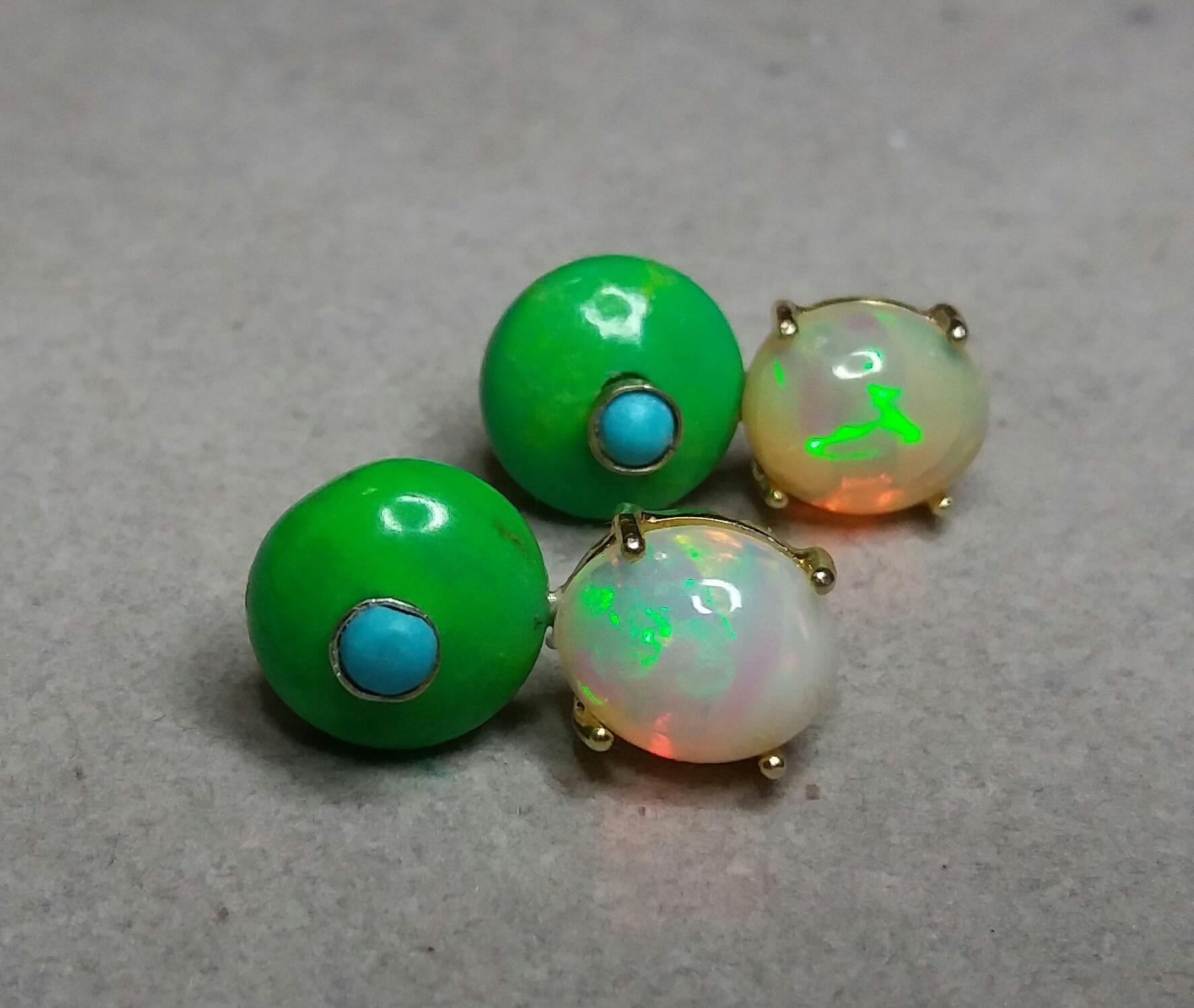 blue green opal earrings