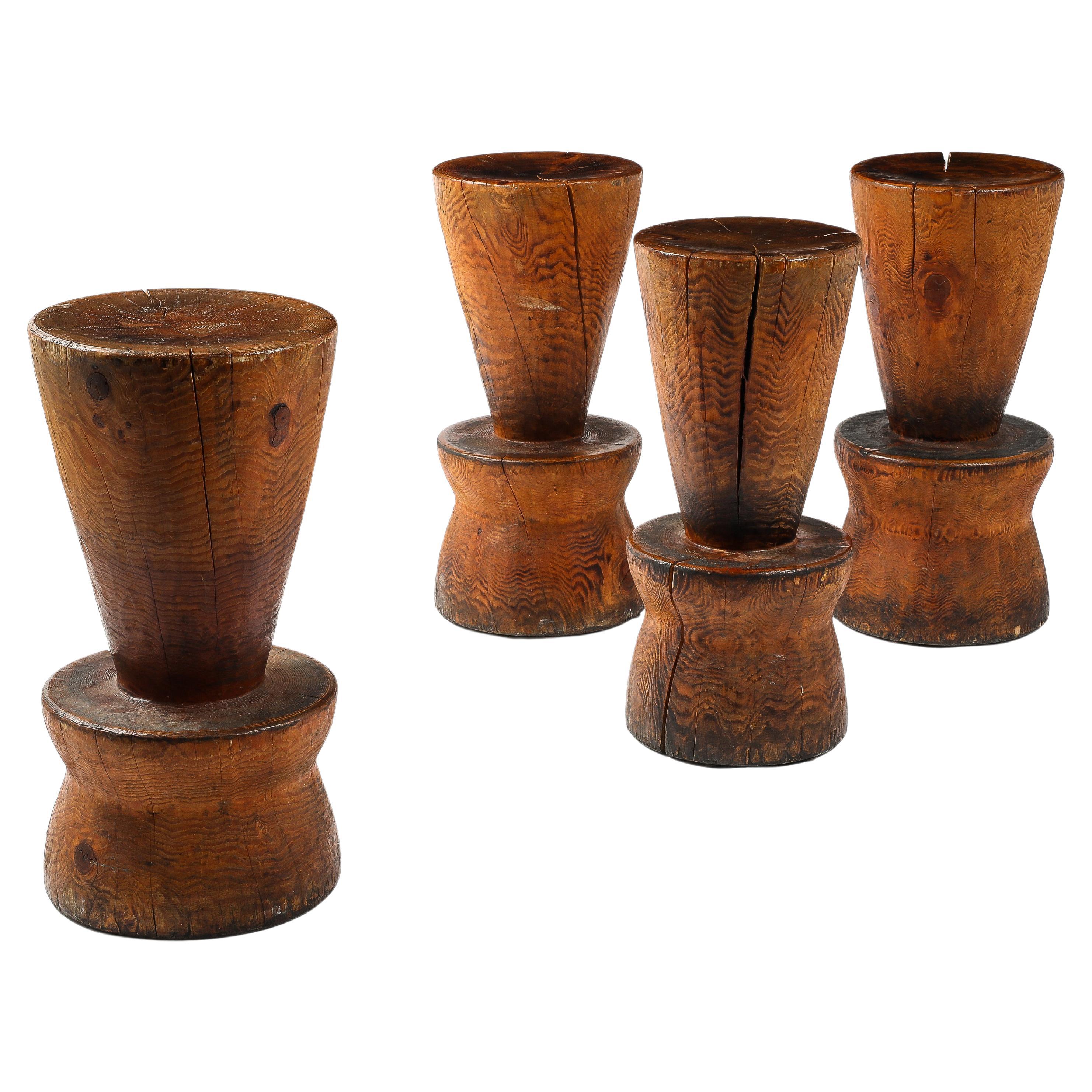 Solid Oregon Pine Barstools in the Style of JB Blunk, USA 1960's