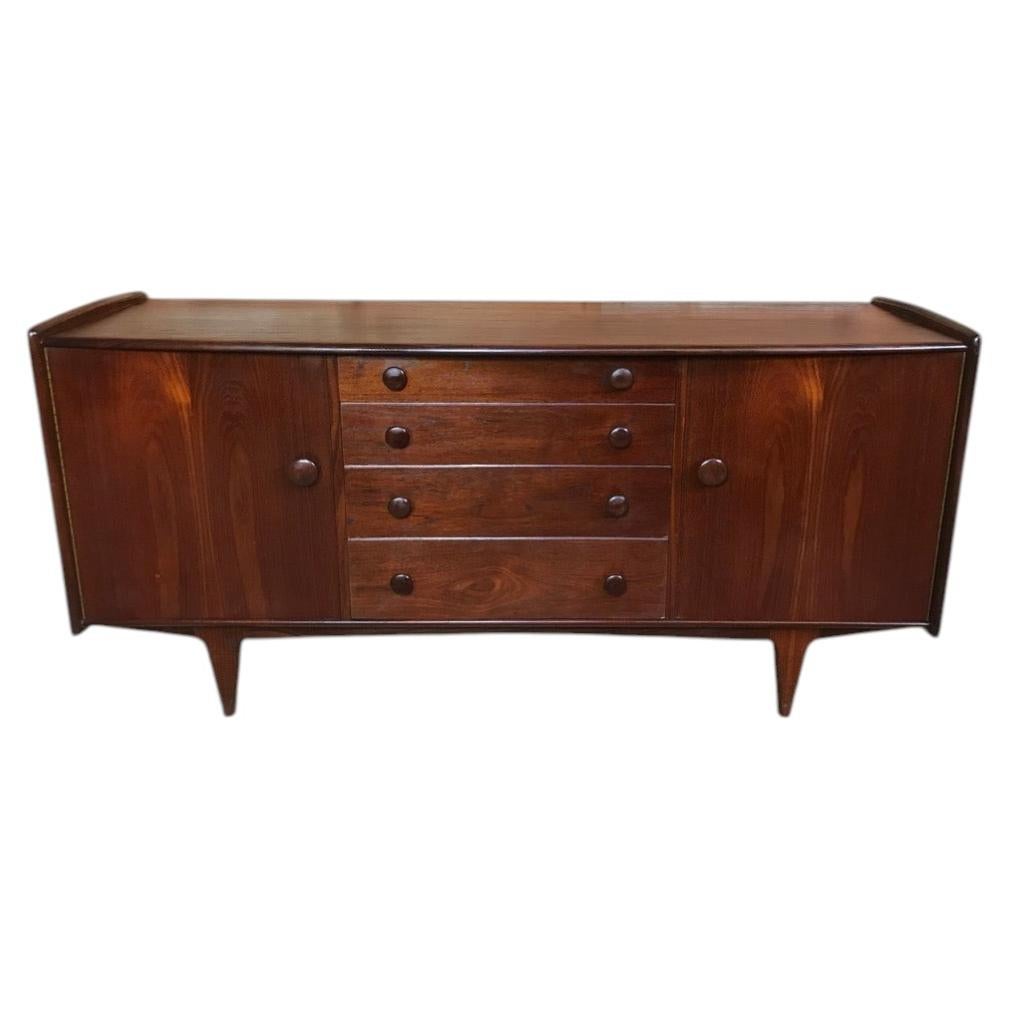 Solid Organic 1960s Retro Teak Bow Fronted Sideboard  Mid-Century Modern Danish For Sale