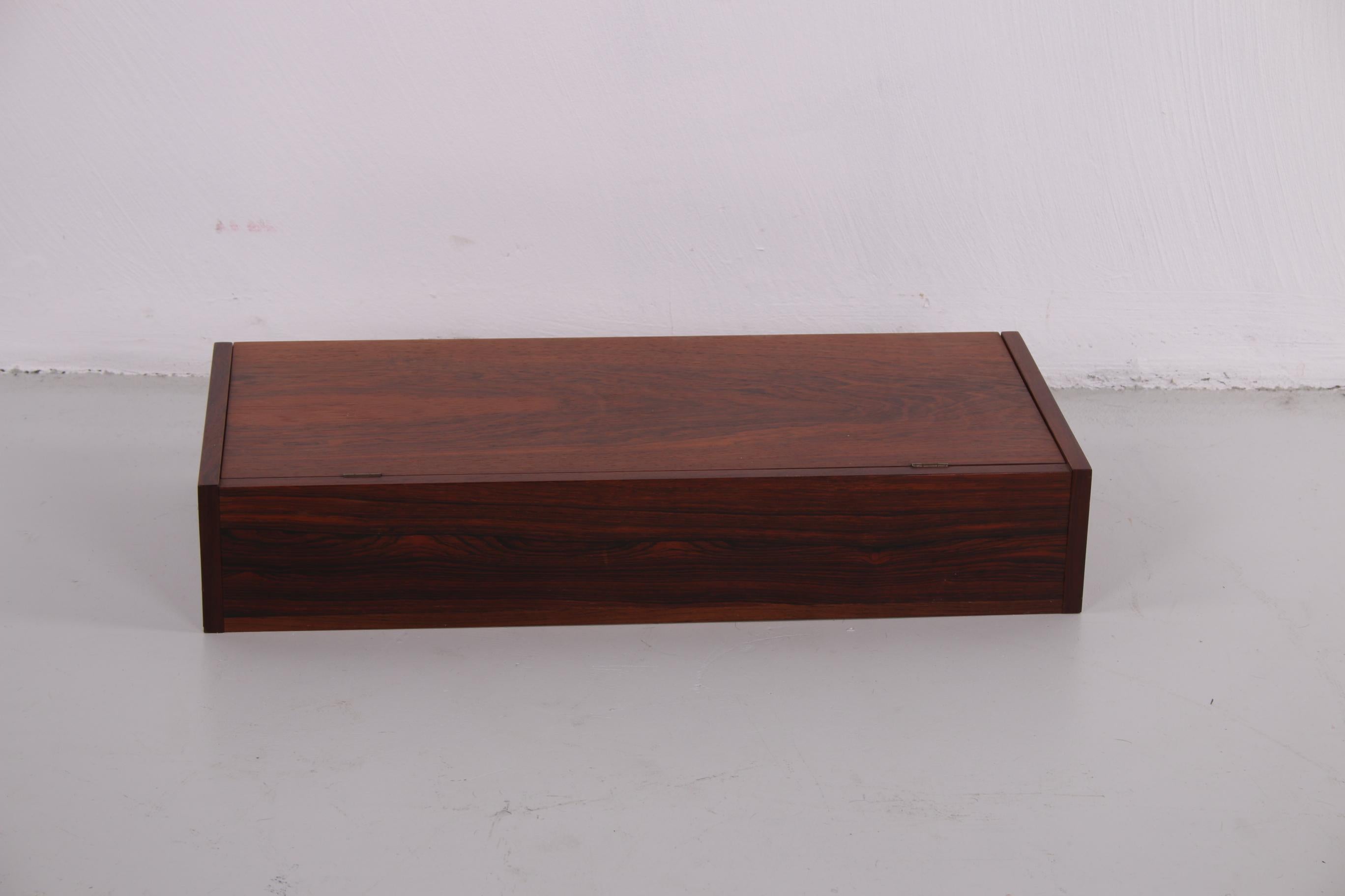 Mid-Century Modern Solid Darkwood Table Box Cigar Box with Compartments Nicely Finished 6