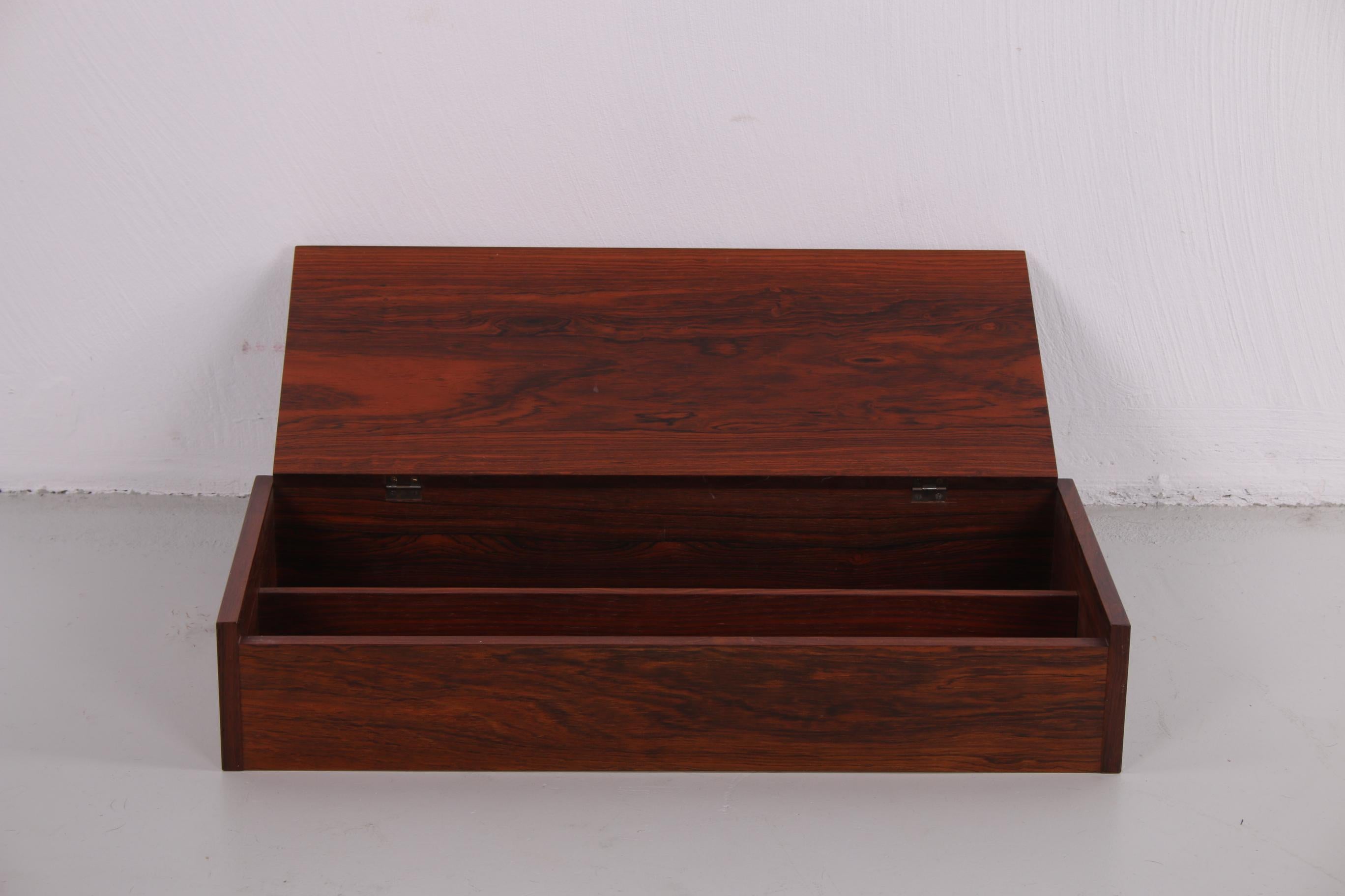 Mid-20th Century Solid Darkwood Table Box Cigar Box with Compartments Nicely Finished 6