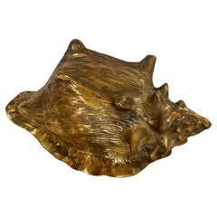 Solid Patinated Brass Seashell Conch Catch It All / Planter