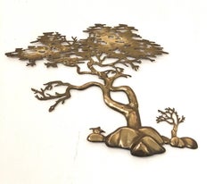 Solid Patinated Brass Wall Sculpture Attributed to Bijan