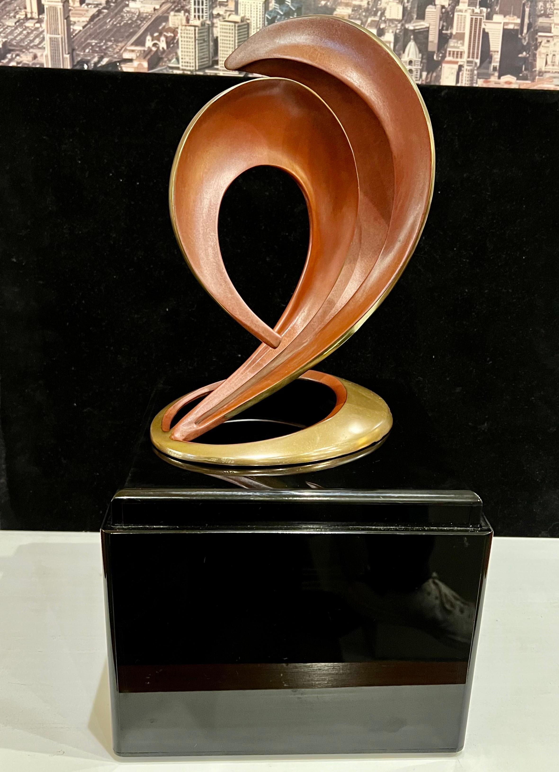 Post-Modern Solid Patinated Bronze Abstract Sculpture by Bob Bennett Signed- Numbered 93/150 For Sale