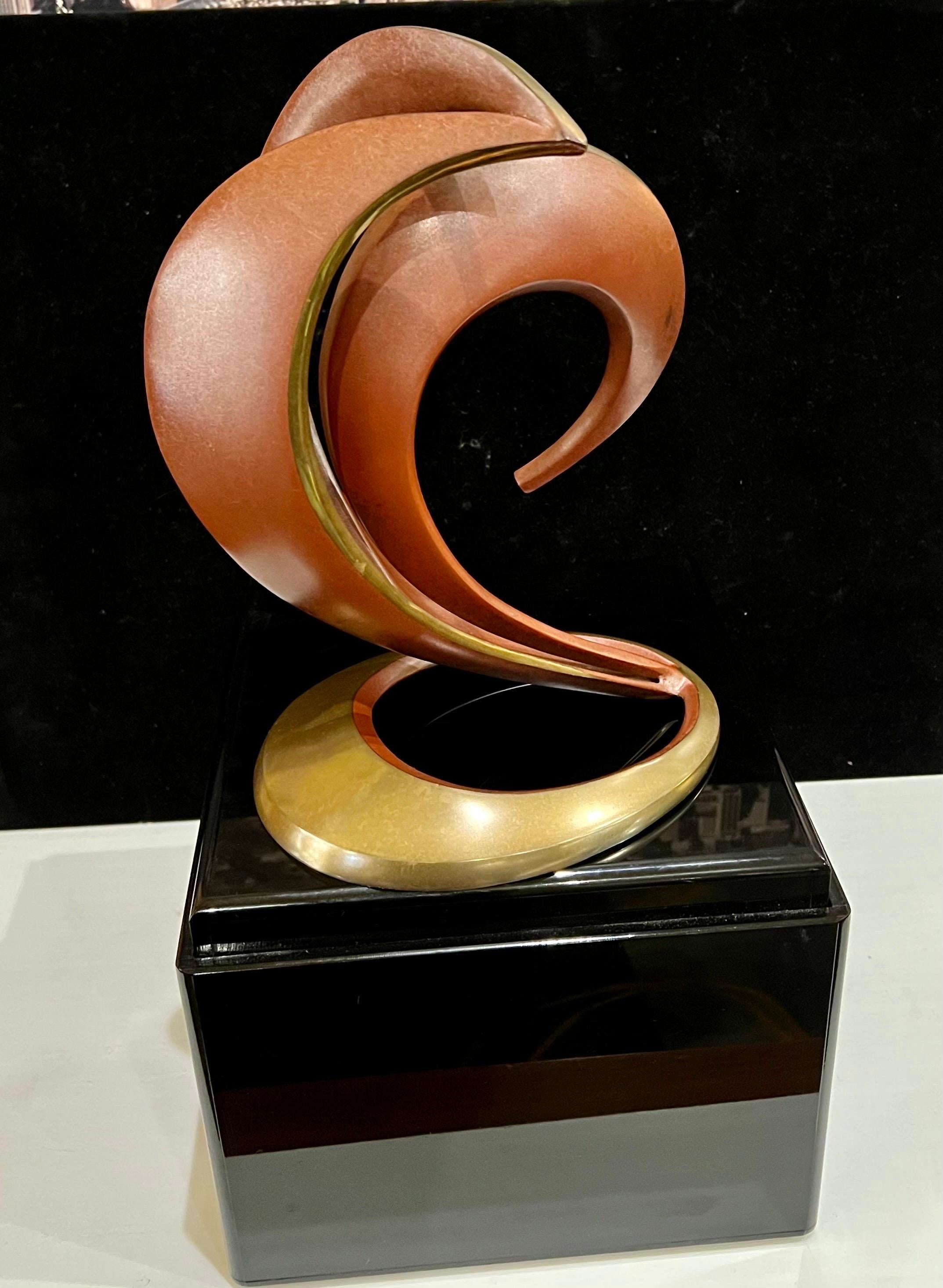 American Solid Patinated Bronze Abstract Sculpture by Bob Bennett Signed- Numbered 93/150 For Sale